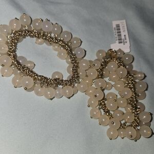 Elegant J. Crew Gold and Cream Beaded Bracelet Set